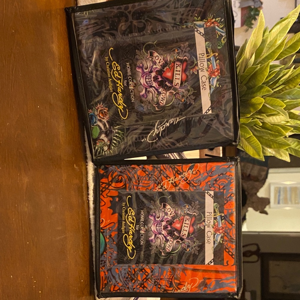 Ed Hardy Tattoo Design Pillow Case - Black and Orange SOLD RED ONE!